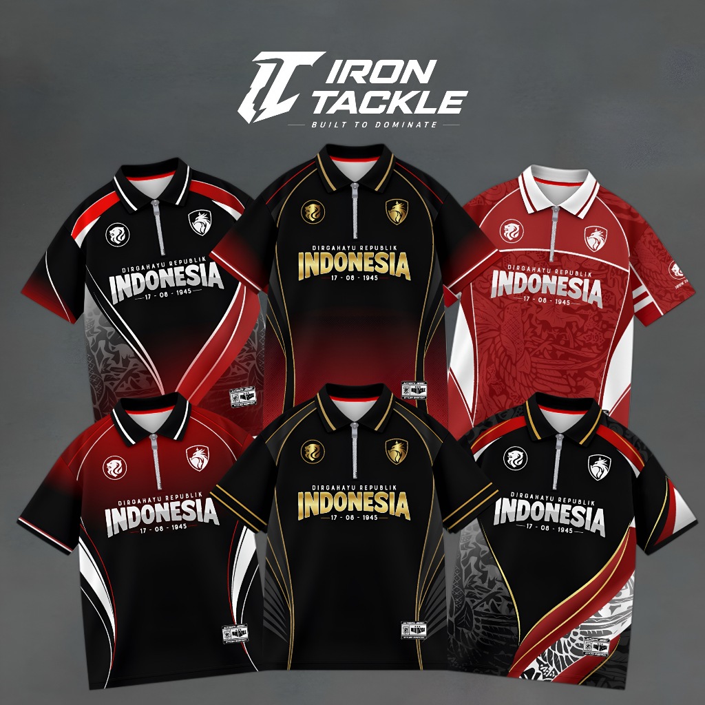 MERAH August 17th Shirt for Boys, Premium Dryfit Jersey, Full Printing, วันประกาศอิสรภาพอินโด, แดงขา