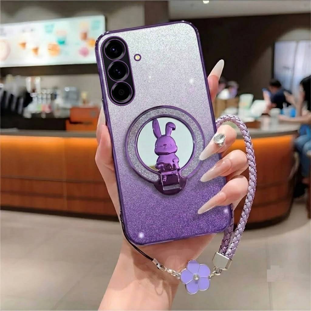 Softcase Samsung A26 5G A17 5G A17 Lite A16 4G/5G A15 4G/5G A14 4G/5G Case Glitter Blink Ring Bunny 