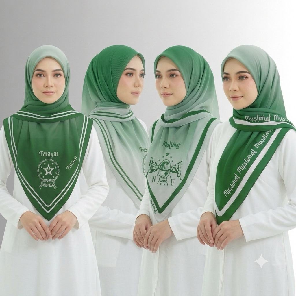 Fatayat NU Square Hijab, Original Fatayat Muslimah Motif Hijab