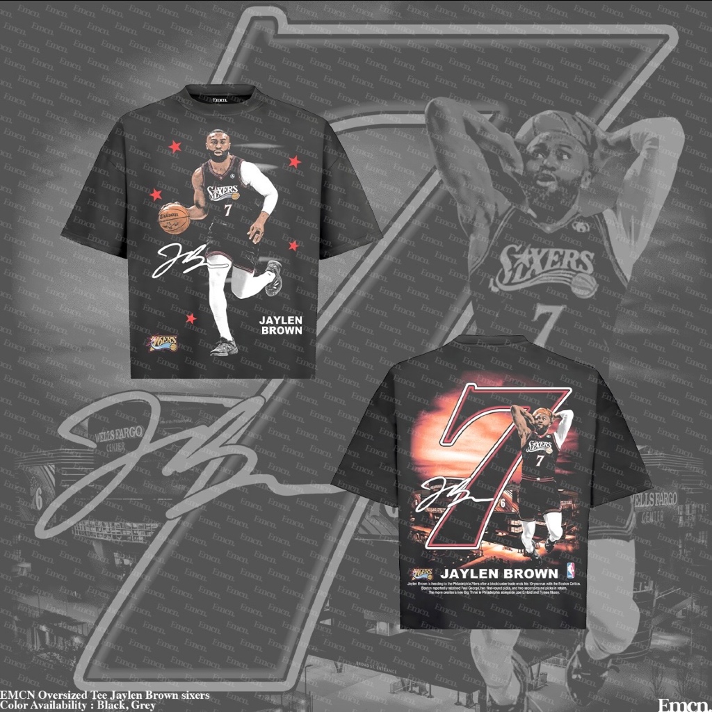 EMCN เสื้อยืดโอเวอร์ไซส์ Jaylen Brown Sixers