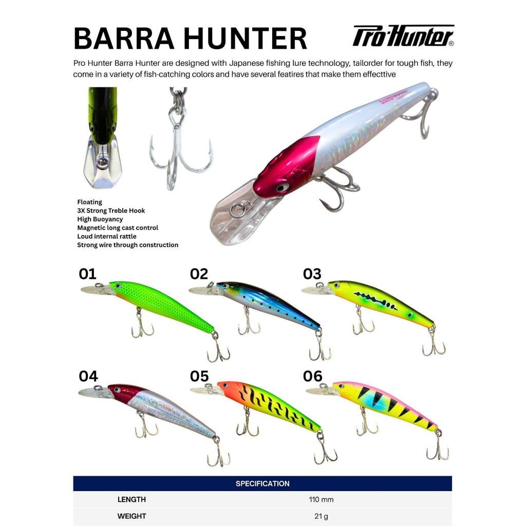 LURE PRO HUNTER BARRA HUNTER (11ซม. / 21กรัม) FLOATING