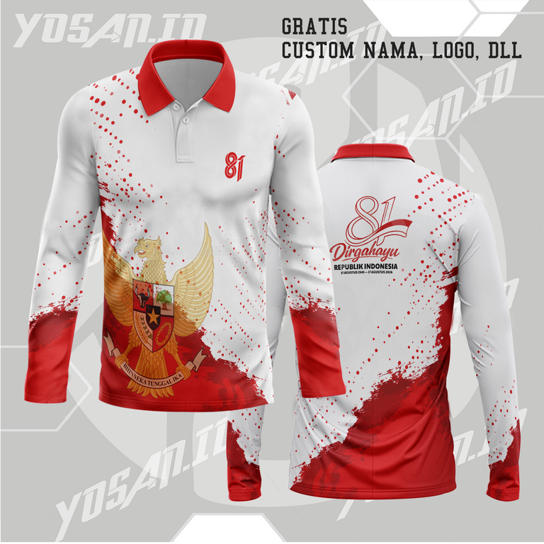 อินโดนีเซียวันประกาศอิสรภาพ 81 ชายเสื้อ/หญิงยาวและแขนสั้น INDEPENDENCE 17 AUGUST 2026 Custom 3D full