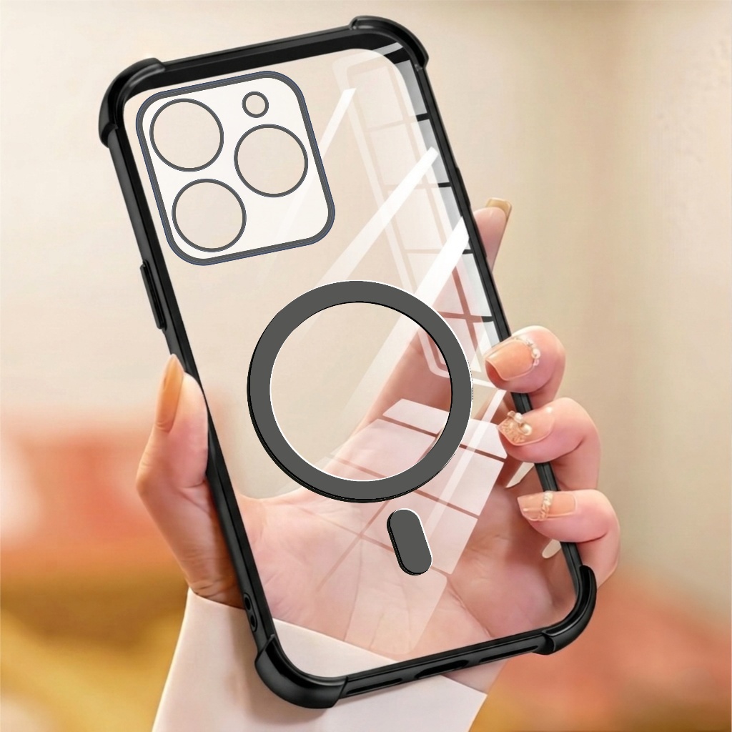 Softcase Realme C63 / C61 เคสใส Anti-Crack ซิลิโคนแหวนแผ่นแม่เหล็ก