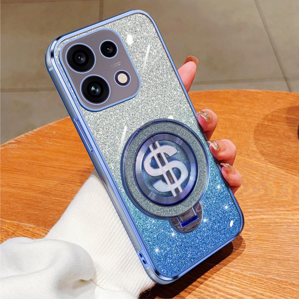 เคสนิ่ม Oppo Reno 16F / 16 / 16 Pro 5G Glitter Dollar Ring Stand รองรับการชาร์จไร้สาย
