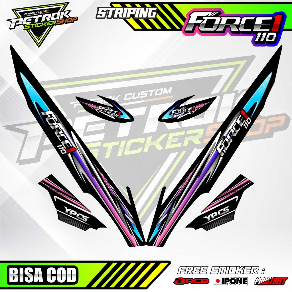 YAMAHA FORCE ONE 110 VARIATION STRIPING / YAMAHA FORCE ONE MOTORCYCLE VARIATION STICKER LIST