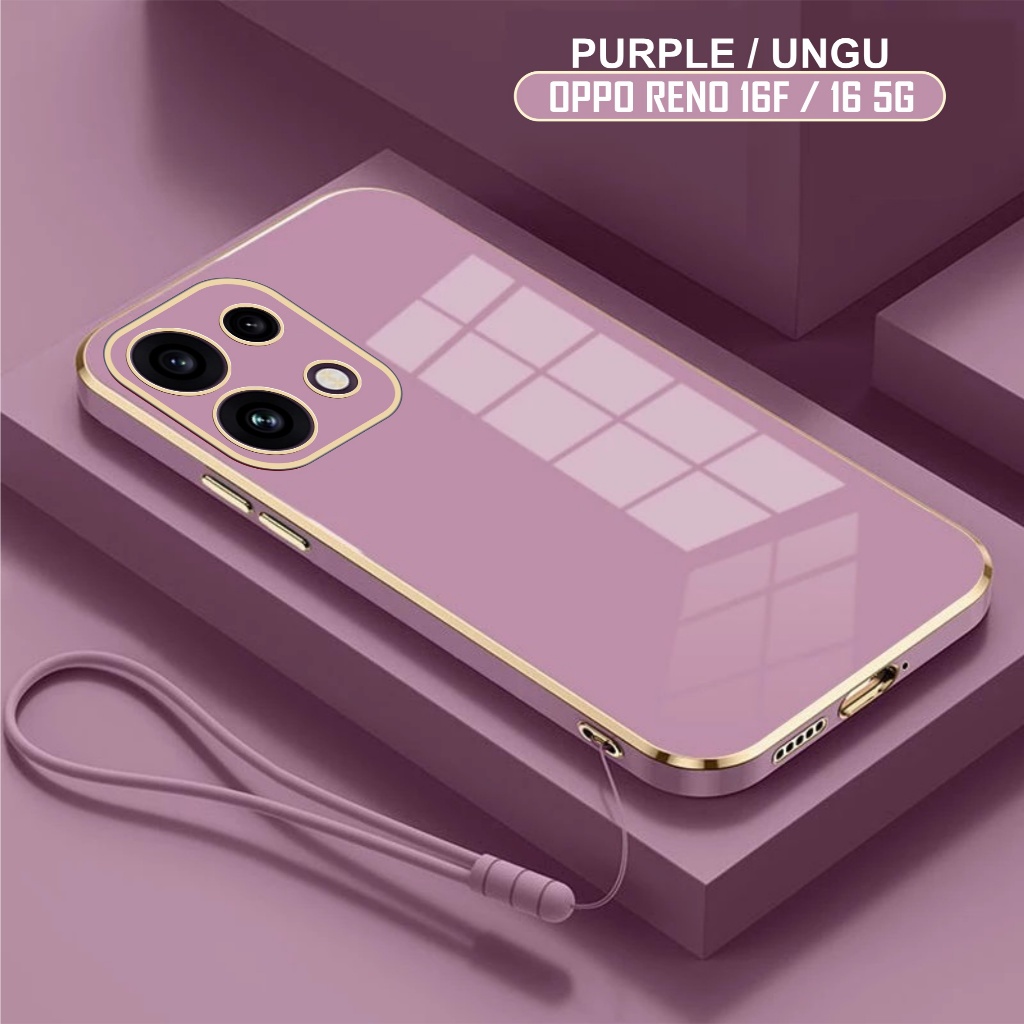 Oppo Reno 16F / 16 / 16 Pro 5G Soft TPU หรูหราชุบกันกระแทกฟรีเชือกเส้นเล็ก