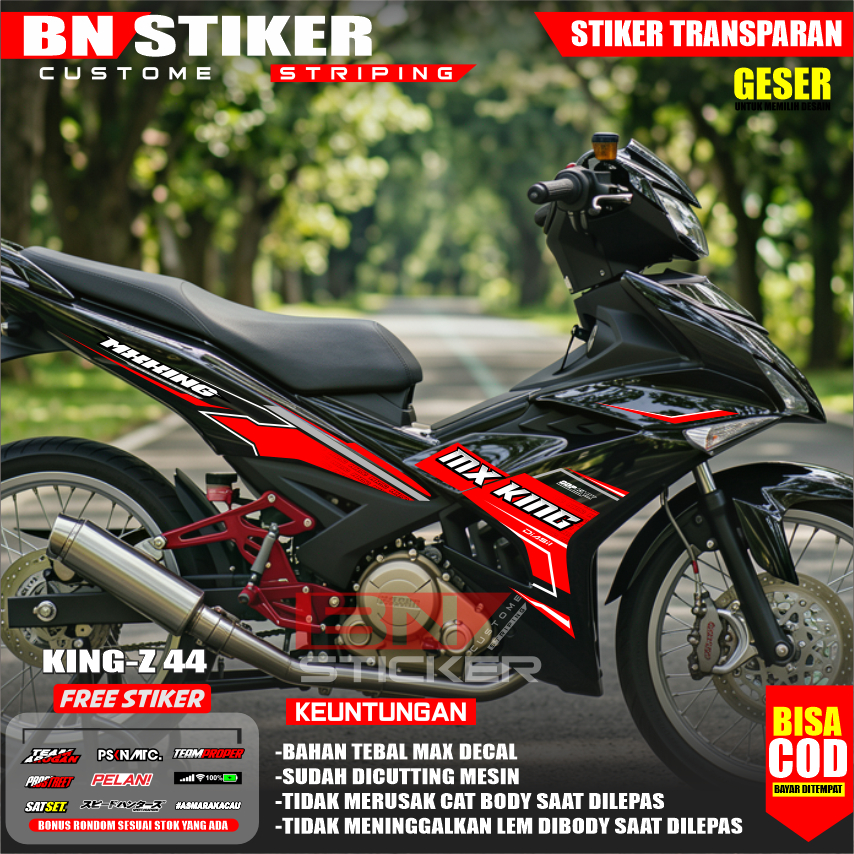 MERAH UV Transparent Sticker Striping mx king 150 Maxdecal Material Red Blue Design king-z 44