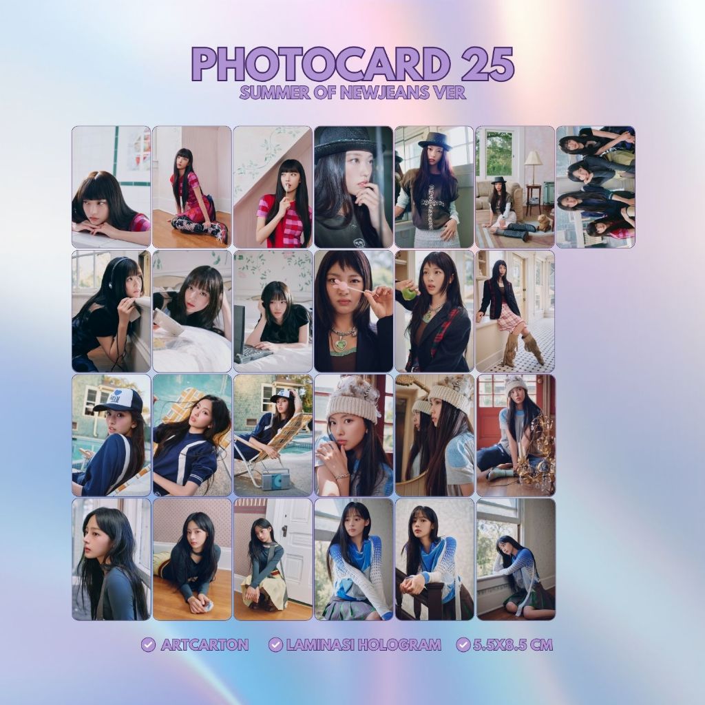 HOLOGRAM PHOTOCARD BUNIES SUMMER ROUNDED 25 ชิ้น การ์ด KPOP ไม่จํากัด HAERIN HANNI HYEIN MINJI
