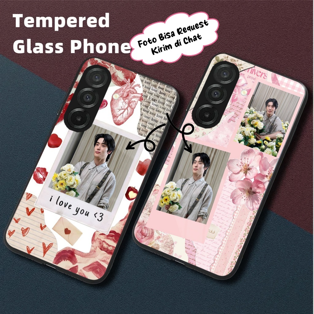 กรณีที่กําหนดเอง Softcase แก้วอะคริลิคสําหรับ Oppo A6C A6X RENO 15F VIVO Y05 Y11D V70 FE S4MSUNG A27