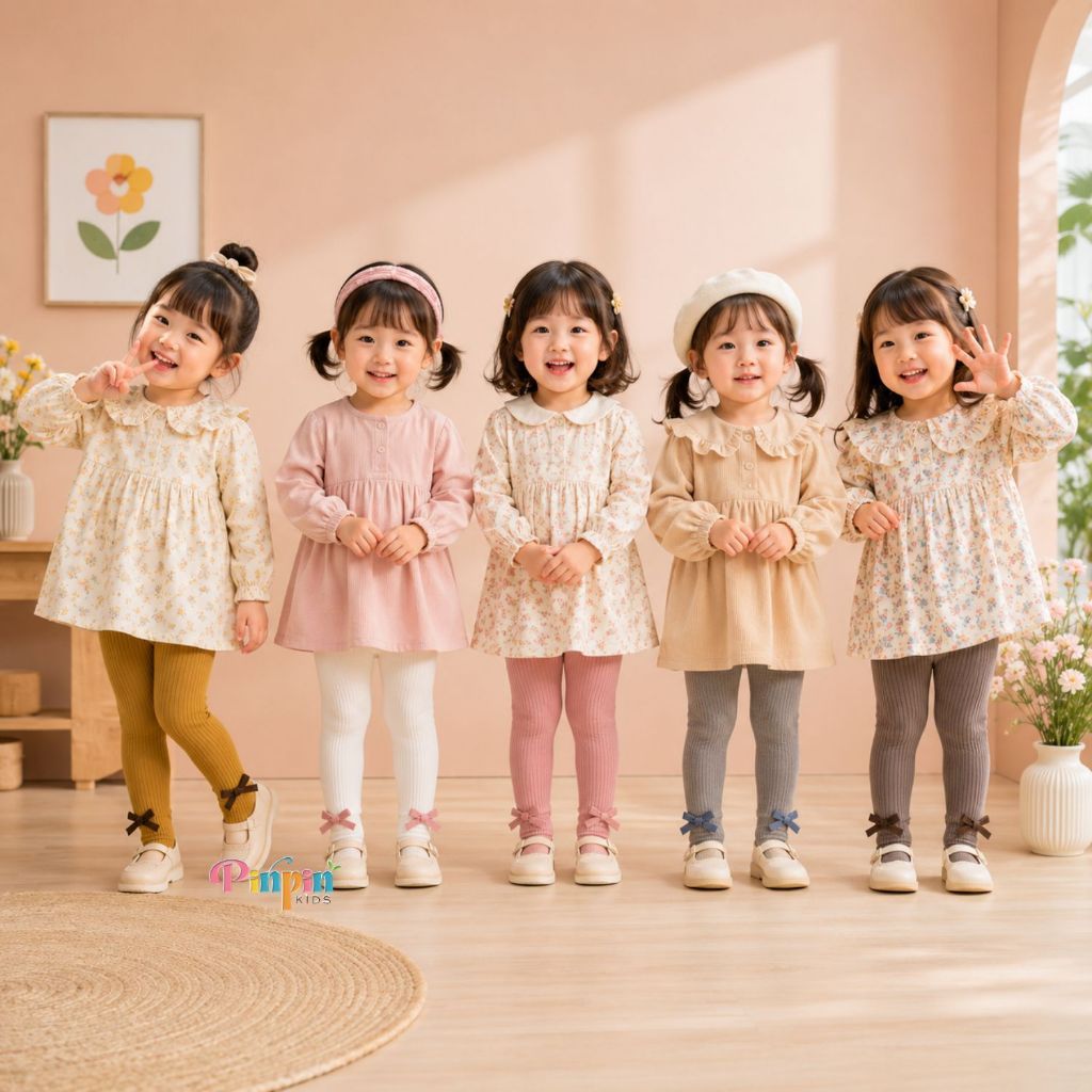 KATUN Pinpin Kids - เลกกิ้งริบบิ้นธรรมดา / เลกกิ้งลําลองสําหรับเด็กทารกทําจากผ้าฝ้ายพรีเมี่ยม