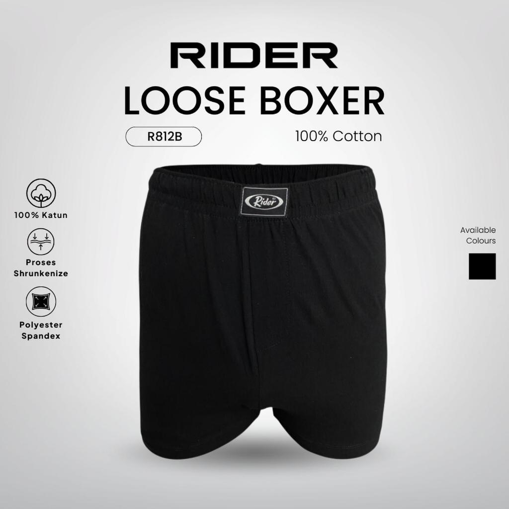 Rider Premium - กางเกงบ็อกเซอร์ผู้ชายทรงหลวม R812BHT สีดํา 1 ชิ้น