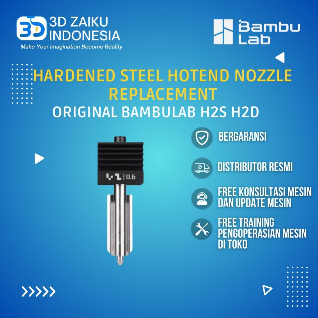 Original Bambulab H2S H2D เหล็กแข็ง Hotend หัวฉีดเปลี่ยน 0.4 มม./0.6 มม./0.8 มม.