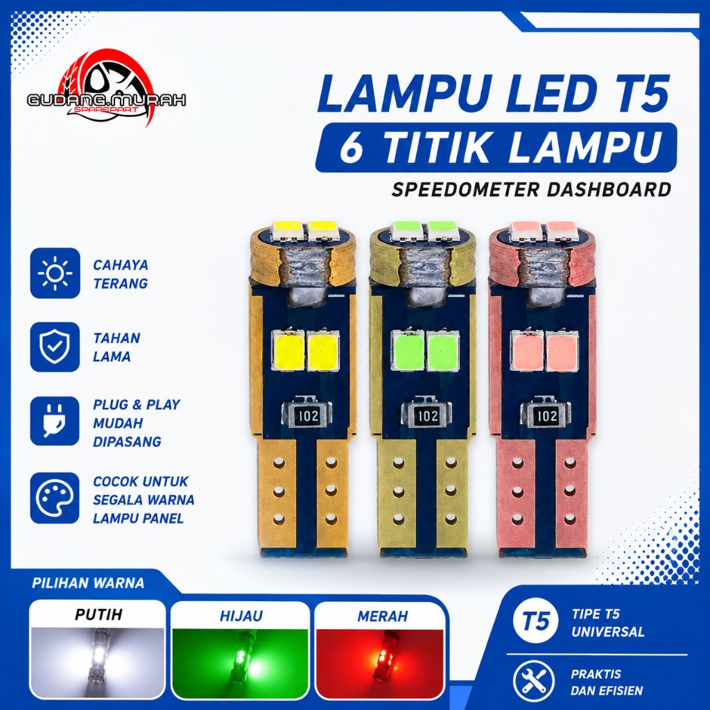 MATA T5 LED LAMP T5 INDICATOR SPEEDOMETER TURN SIGNAL LAMP 6 SMD 12 VOLT