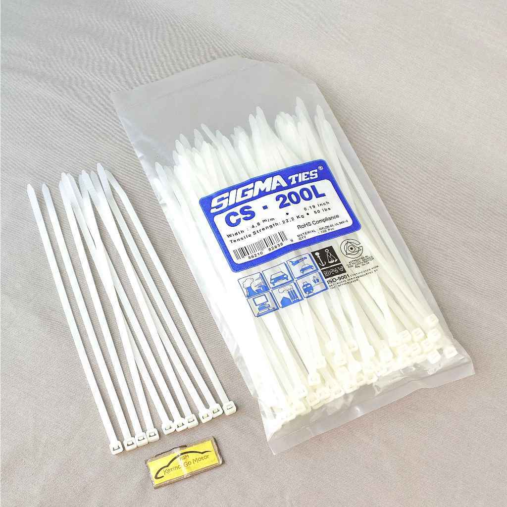 PER 10 PCS Sigma CS 200L สีขาว 20 ซม.ความกว้างสายผูก Insulok Ties 4.8 มม.X 200 มม.