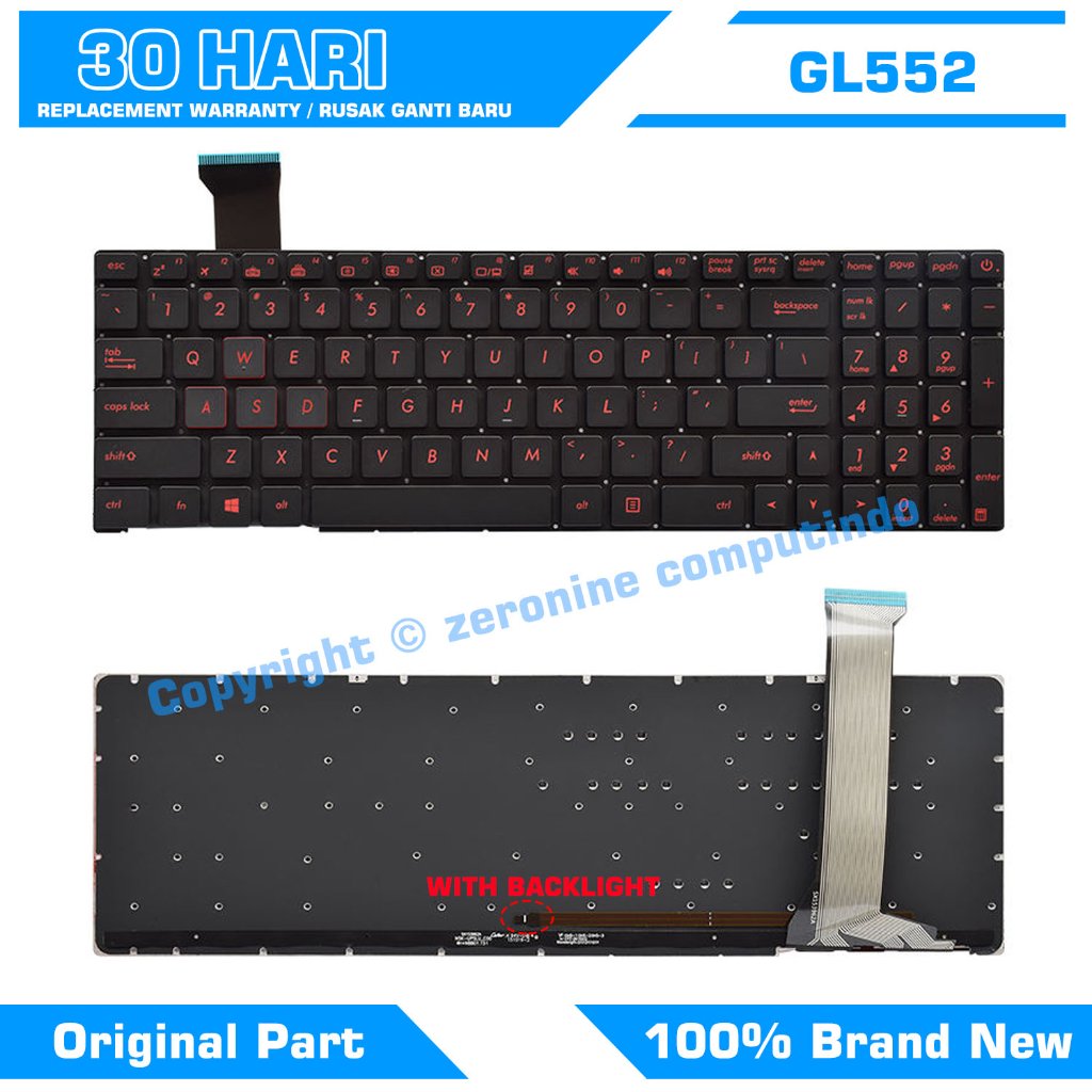 ASUS ROG GL552 GL552J GL552V N552VW N552VX G771JM คีย์บอร์ดเรืองแสง