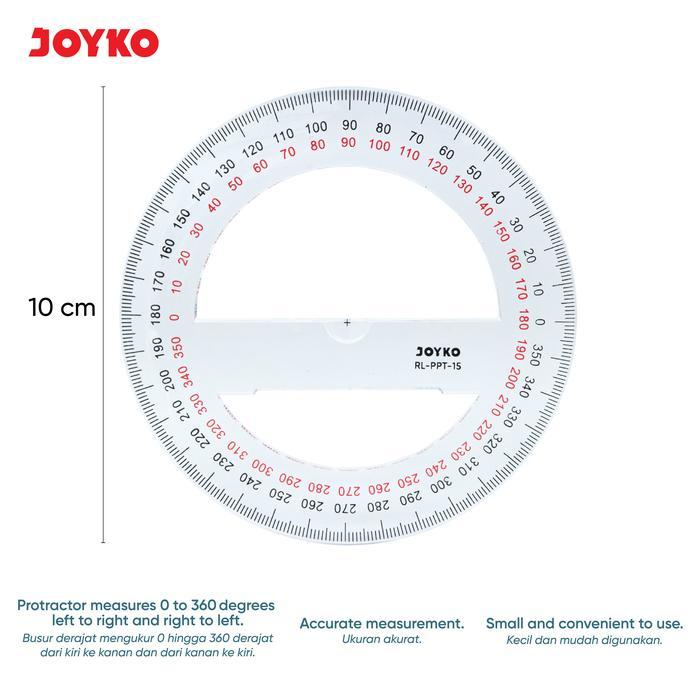 JOYKO ไม้โปรแทรกเตอร์แบบเต็มวงกลม RL-PPT-15 360"