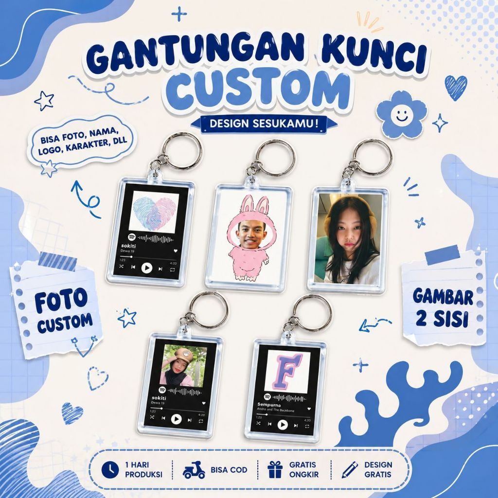 GUNDAN SPOTIFY CUSTOM KEYCHAIN / CUSTOM PHOTO ACRYLIC KEYCHAIN
