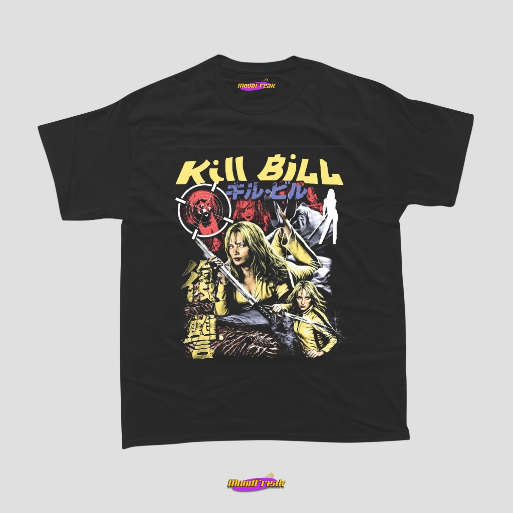 Kill Bill เสื้อยืดสีดําพิมพ์ลายฟิล์มแขนสั้น Unisex