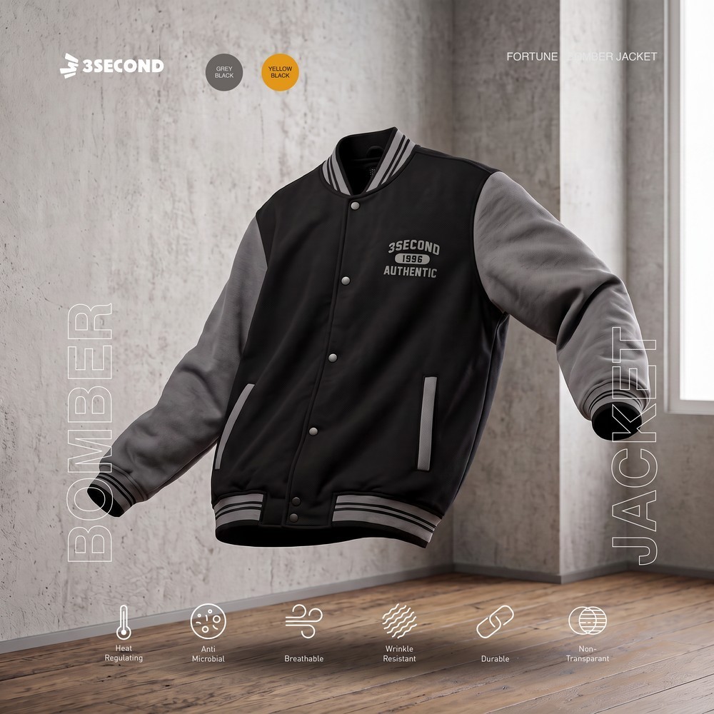 3Second Atlas Fortune OL-C Mens Regular Fit Bomber Jacket150225