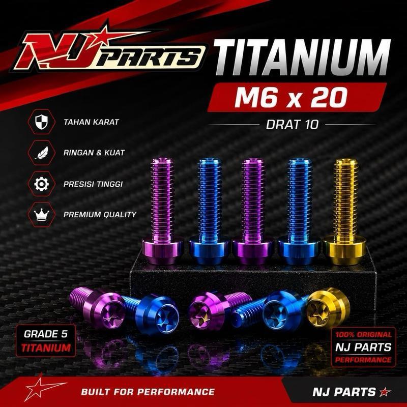 ราคาเฉพาะตัวของ TITANIUM SMALL HEAD PILAR STYLE NJPARTS M6 THREAD 10 LENGTH 1CM-13CM ORIGINAL GRADE 