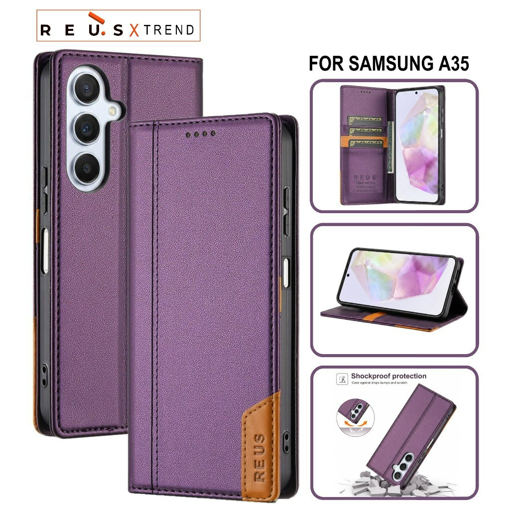 REUS เคสหนัง Samsung A35 Flip Cover Wallet Card Slot Luxury Premium เคสกันกระแทก