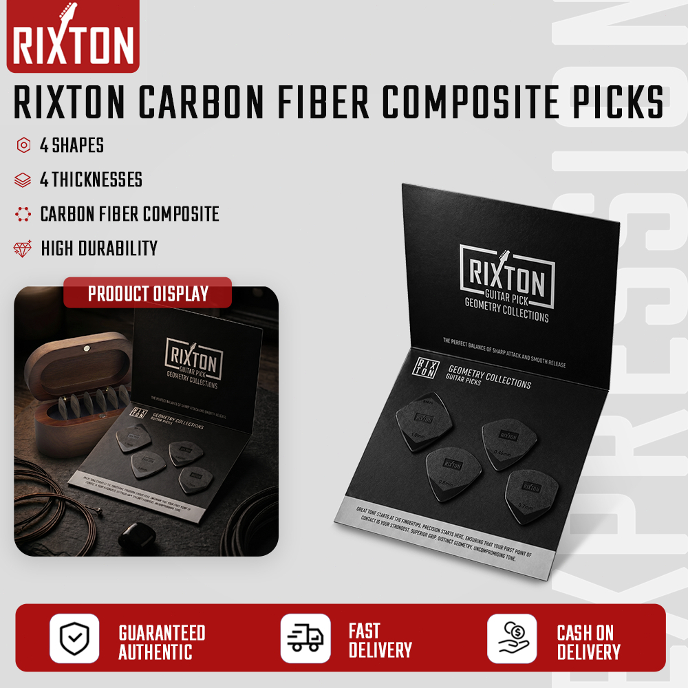 RIXTON 4PCS Anti-Slip Carbon Nylon Guitar Picks – 0.46/0.070/0.80 มม. + Dual 1.00/0.46 มม.สําหรับอะค