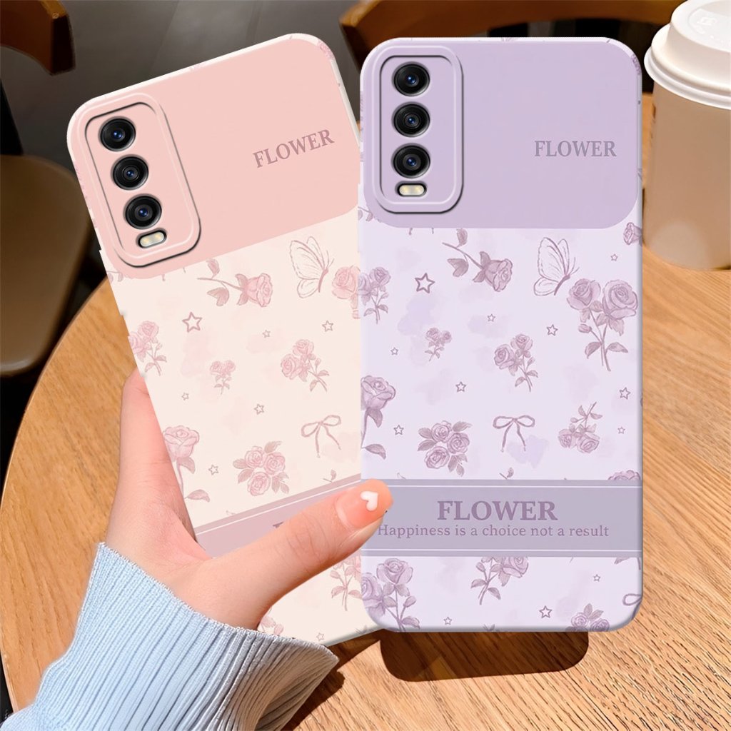 (FA-01) VIVO Y20 Y12S Y20S Softcase Procamera Silicon Case motif flower r0se soft Silicon - HP Casin