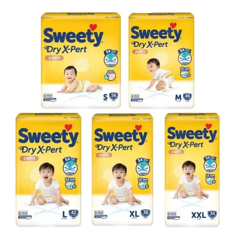 Sweety Bronze Super Jumbo Pant Extra Dry Xzone กางเกงผ้าอ้อมสําเร็จรูปขนาดใหญ่พิเศษขนาดใหญ่ S56 M48 