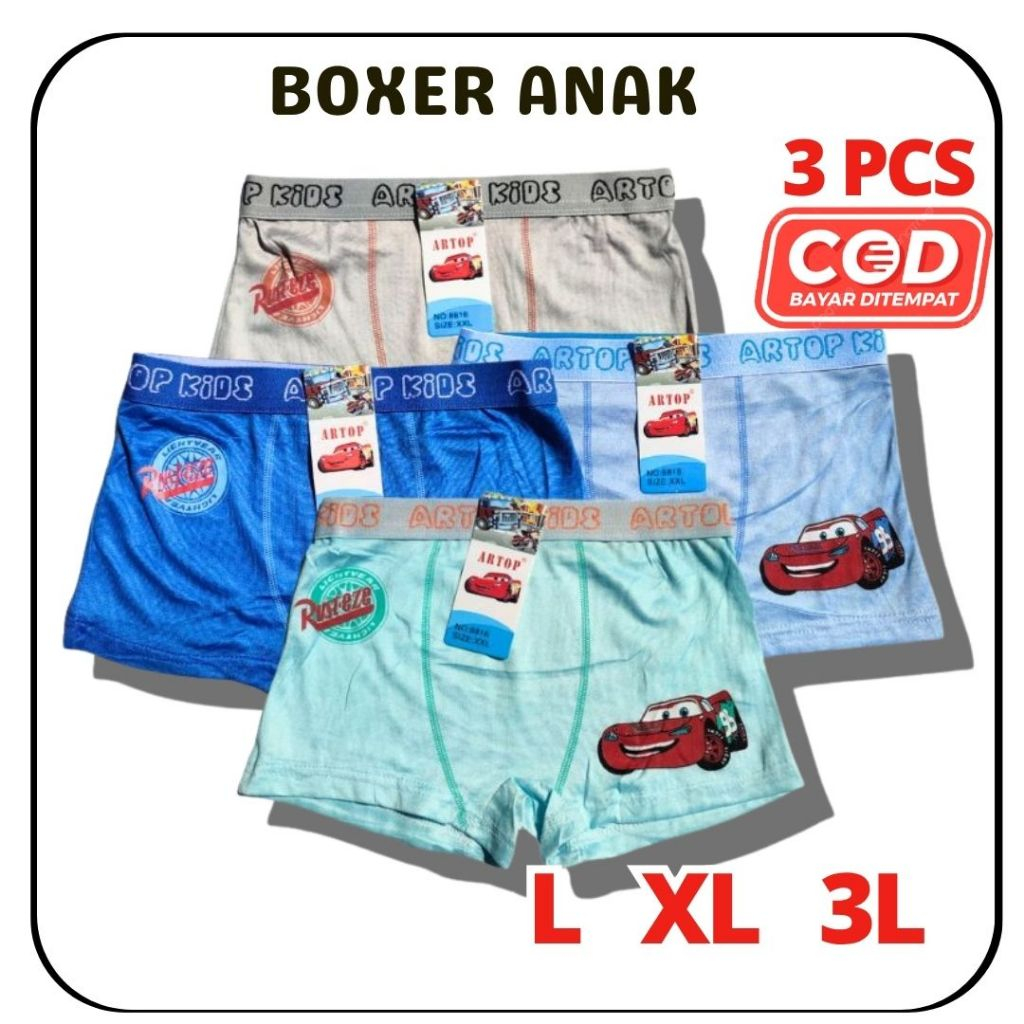 แพ็คเกจ 3 ชิ้น ARTOP KIDS BOXERS สีฟ้า SIZES L - XXL
