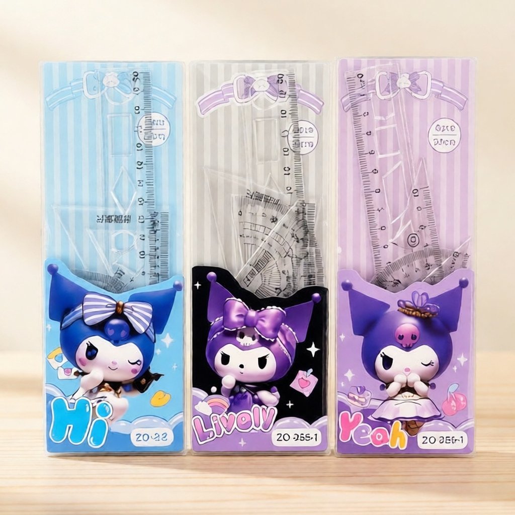 (1 ชิ้น) KUROMI PREMIUM RULER SET 4, ZOOTOPIA FANCY//TRIANGLE RULER