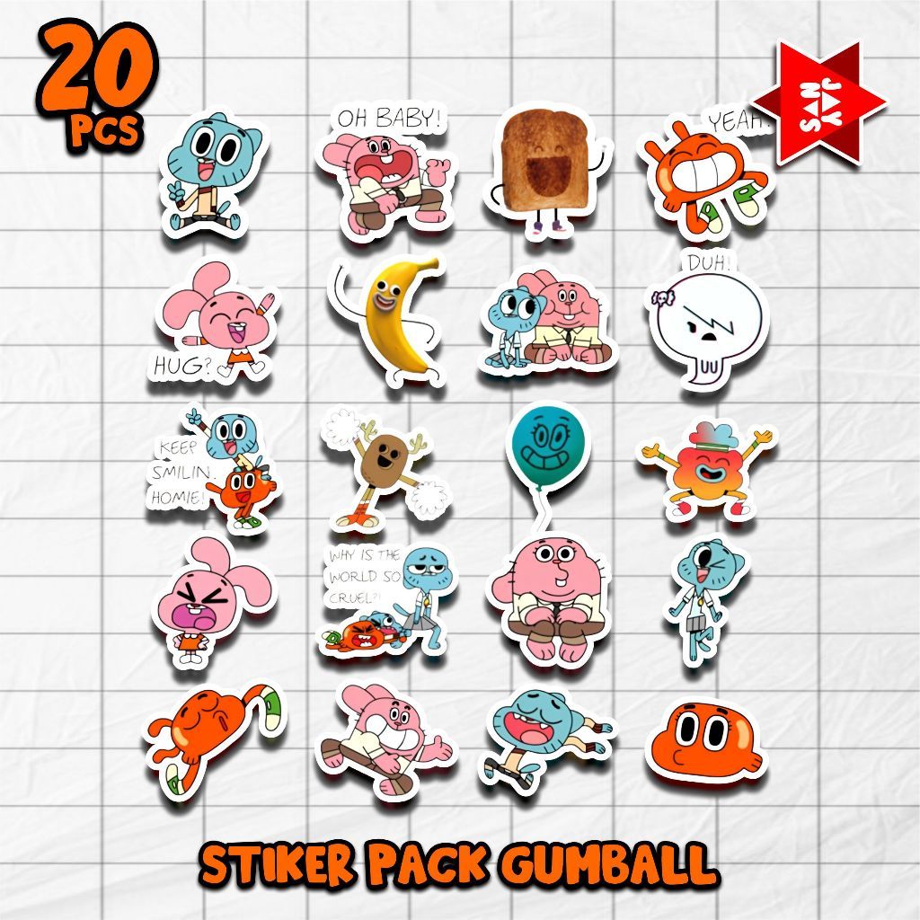 P49 CUTE COOL GUMBALL CHARACTER GUMBALL STICKER PACK ใหม่ล่าสุด VIRAL GUMBALL PACK VARIOUS CUTE FACE