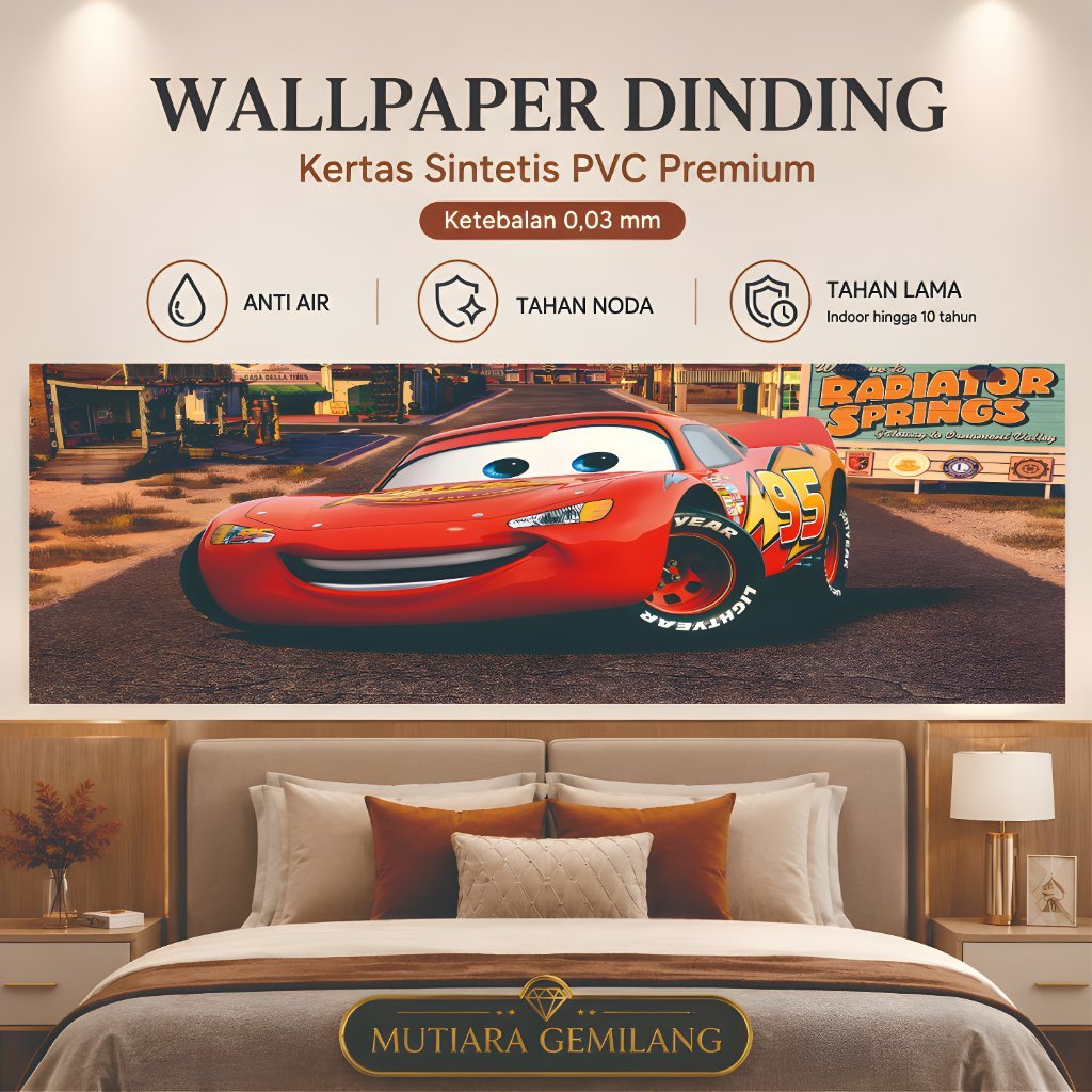 สติ๊กเกอร์ McQueen Lightning McQueen สําหรับรถแข่งเด็ก ตกแต่งผนังห้องเด็ก