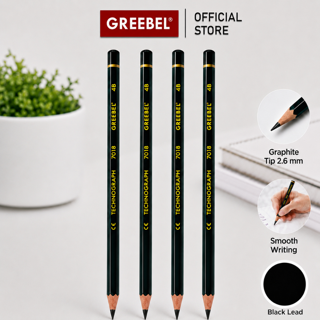 Greebel Pencil Graphite Pencil 4B 1 ชิ้น (Unit) School Office Sketch Drawing Pencil 7018 เกรด 4B