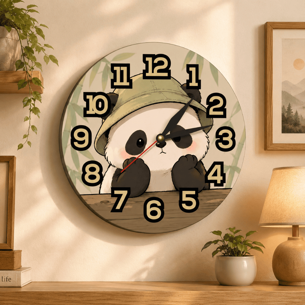 ARYASTORE.ID AR09 Aesthetic Panda Motif นาฬิกาแขวนตกแต่งห้องนอน Home Sweet Home