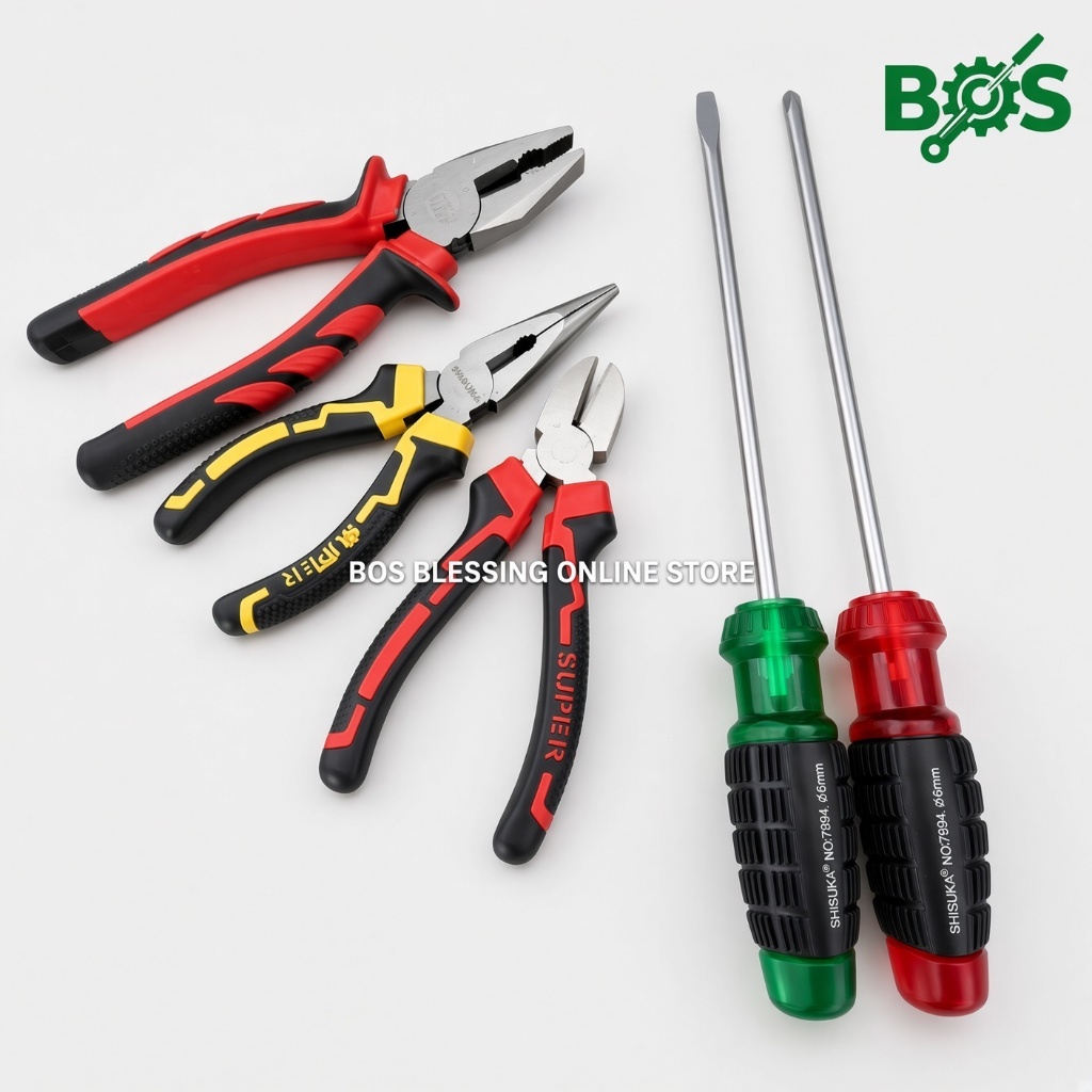 ชุดคีม SHISUKA 3 ชิ้น + ไขควง 2 ชุด (+)(-)/WORKMANS TOOLS/WORKSHOP TOOLS/TOOLS/TOOLS/TOOLS