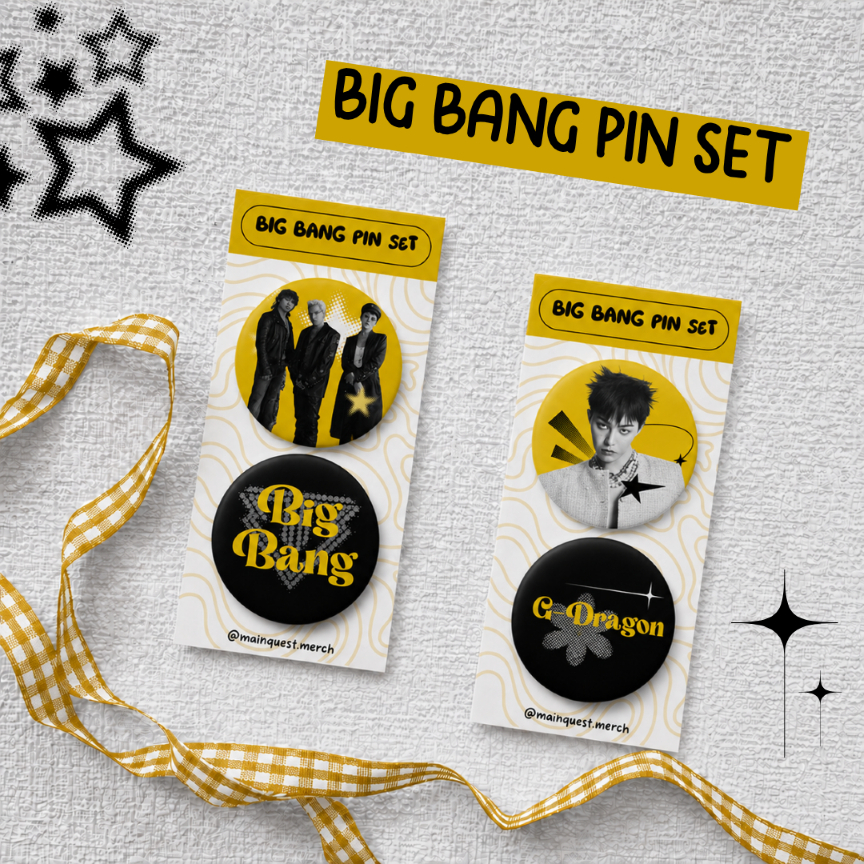 ปุ่มบิ๊กแบงพิน Doff 44 มม. 2 ชิ้น / Freebies Kpop / หมุดกระเป๋า / Vip