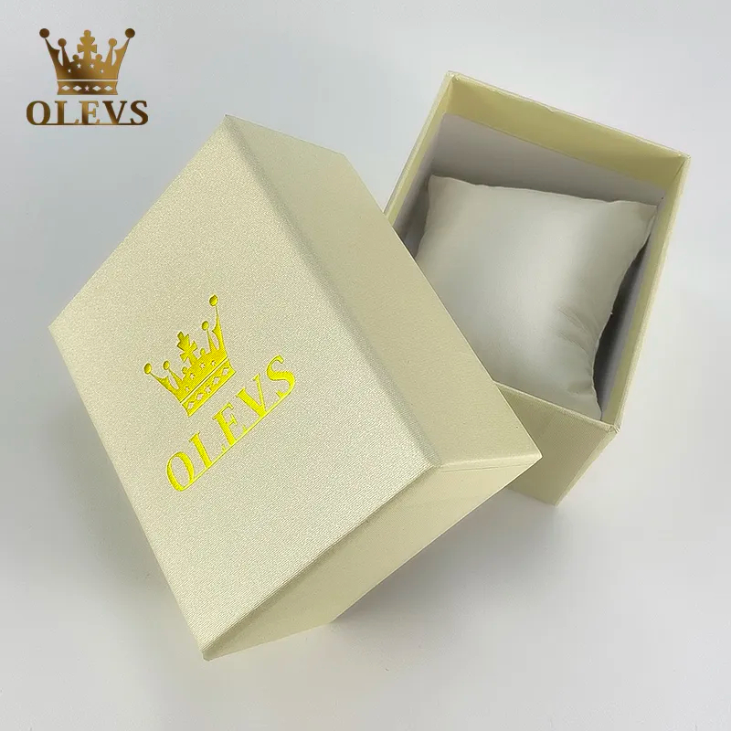 OLEVS มะกอก กล่องนาฬิกาแฟชั่นหนังแท้กล่องนาฬิกาคุณภาพสูงของแท้กระเป๋านาฬิกา