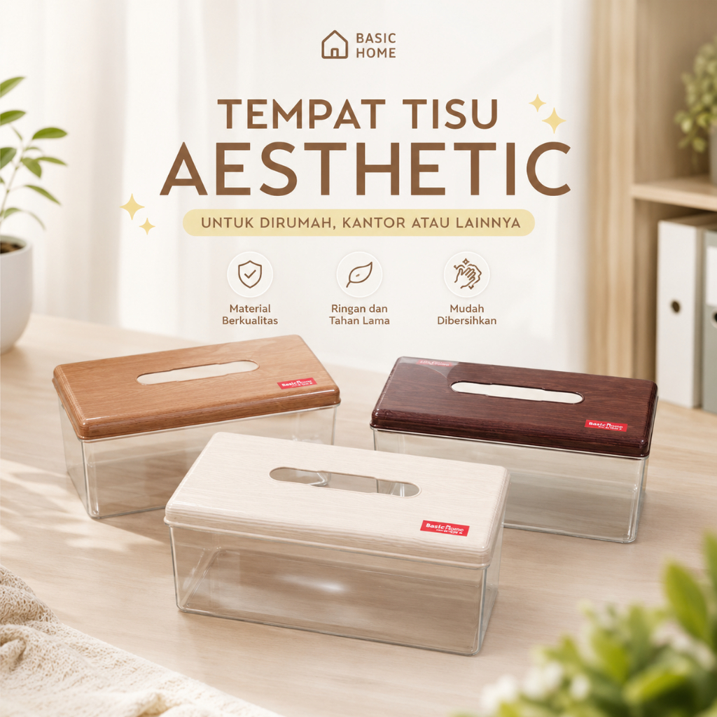 BASIC HOME AESTHETIC ACRYLIC TISSUE HOLDER BTR-4 ROSEWOOD 3 สี