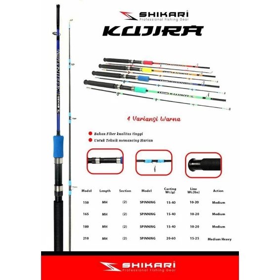 SHIKARI KUJIRA ROD | 240 | ปั่นปั่น | เส้นใยแข็ง | MEDIUM HEAVY ACTION | 15-25ปอนด์