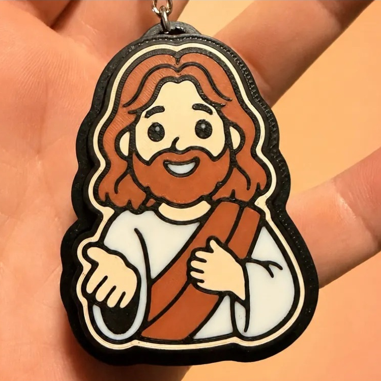 3D CLICKER Jesus Loves You 2 พวงกุญแจ