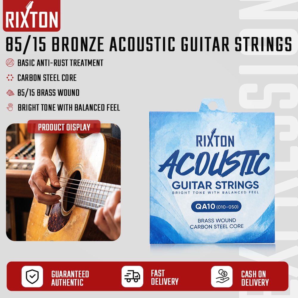 RIXTON QA10/QA11 สายกีต้าร์โปร่ง 6 ชิ้นแผลทองเหลืองแกนเหล็กคาร์บอนเสียงที่ชัดเจนทนทาน