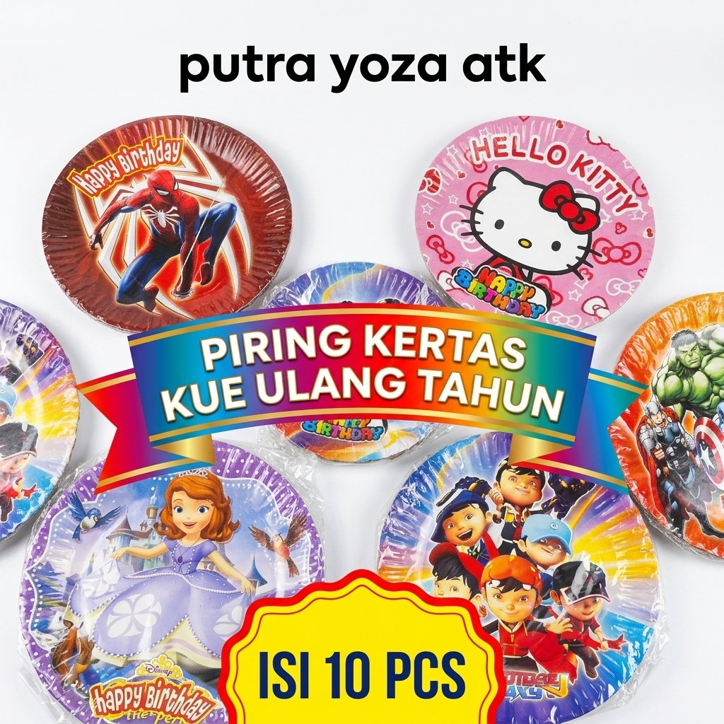 (1 แพ็ค CONTAINS 10 ชิ้น) CHARACTER BIRTHDAY CAKE PAPER PLATES สําหรับเด็กผู้หญิงและเด็กผู้ชาย