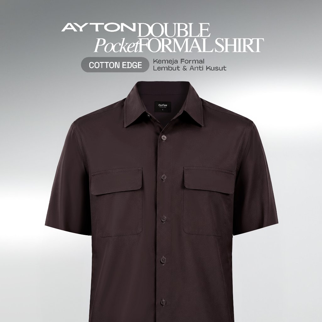 KEMEJA CUTOFF Ayton Double Pocket Official Shirt เสื้อเชิ้ตทํางานผ้าฝ้ายธรรมดาสั้นผู้ชาย