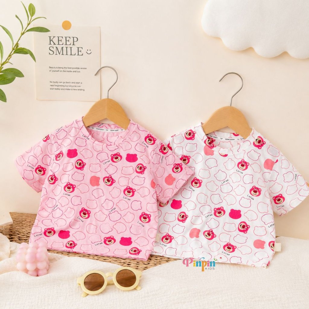 Pinpin Kids - เสื้อยืดลายแขนสั้นหลวมสําหรับเด็กผู้หญิง