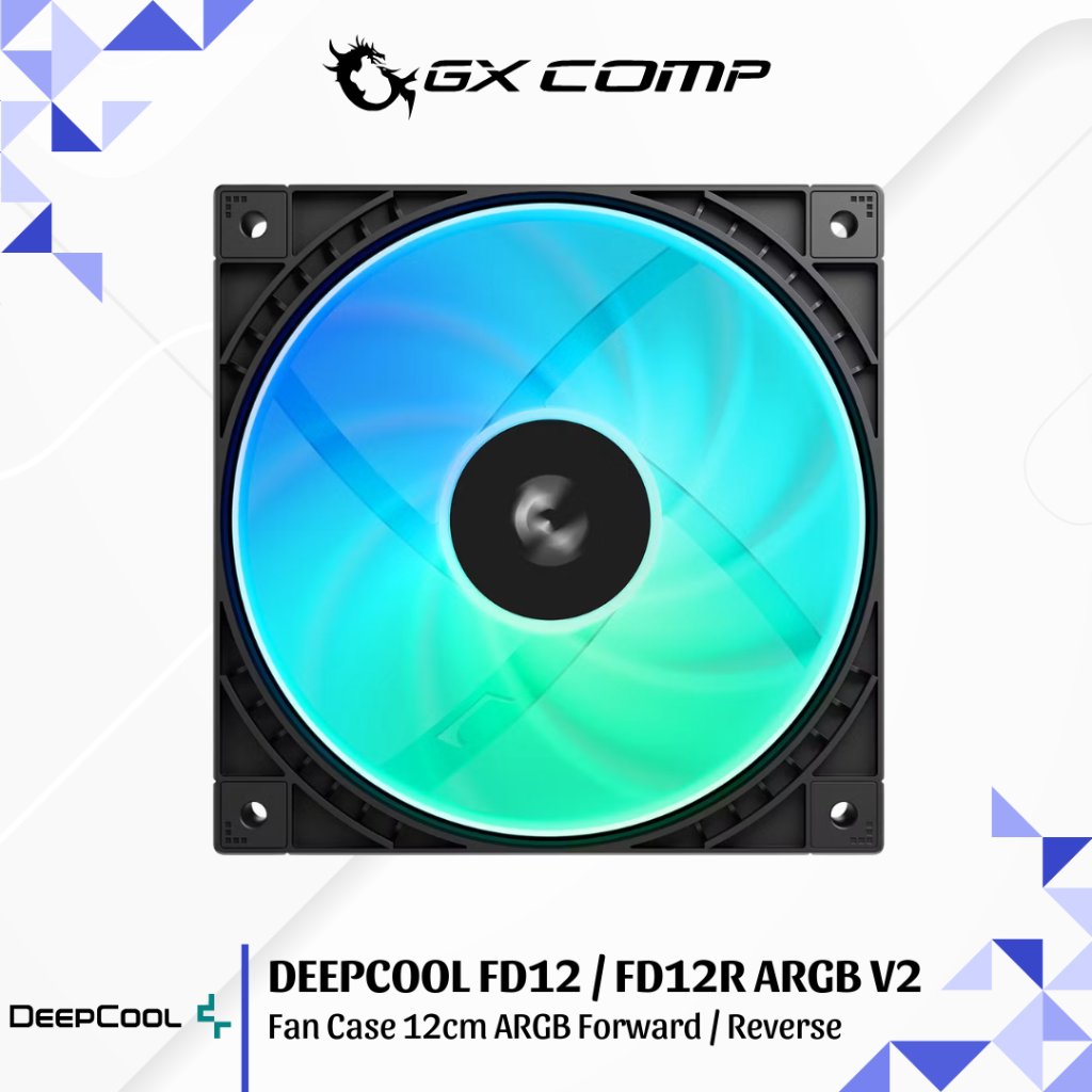 DEEPCOOL FD12 / FD12R ARGB V2 สีดํา - เคสพัดลม 12 ซม. ARGB ส่งต่อ / ย้อนกลับ