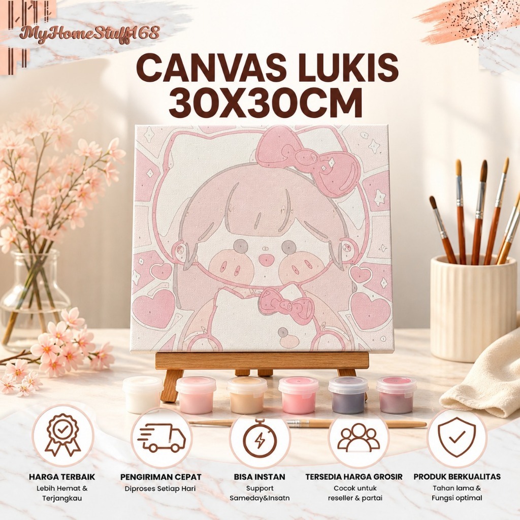 ผ้าใบระบายสีโดยหมายเลขผ้าใบระบายสีผ้าใบ CHILDRENS CRAFTS CANVAS ขนาด 30X30 CM
