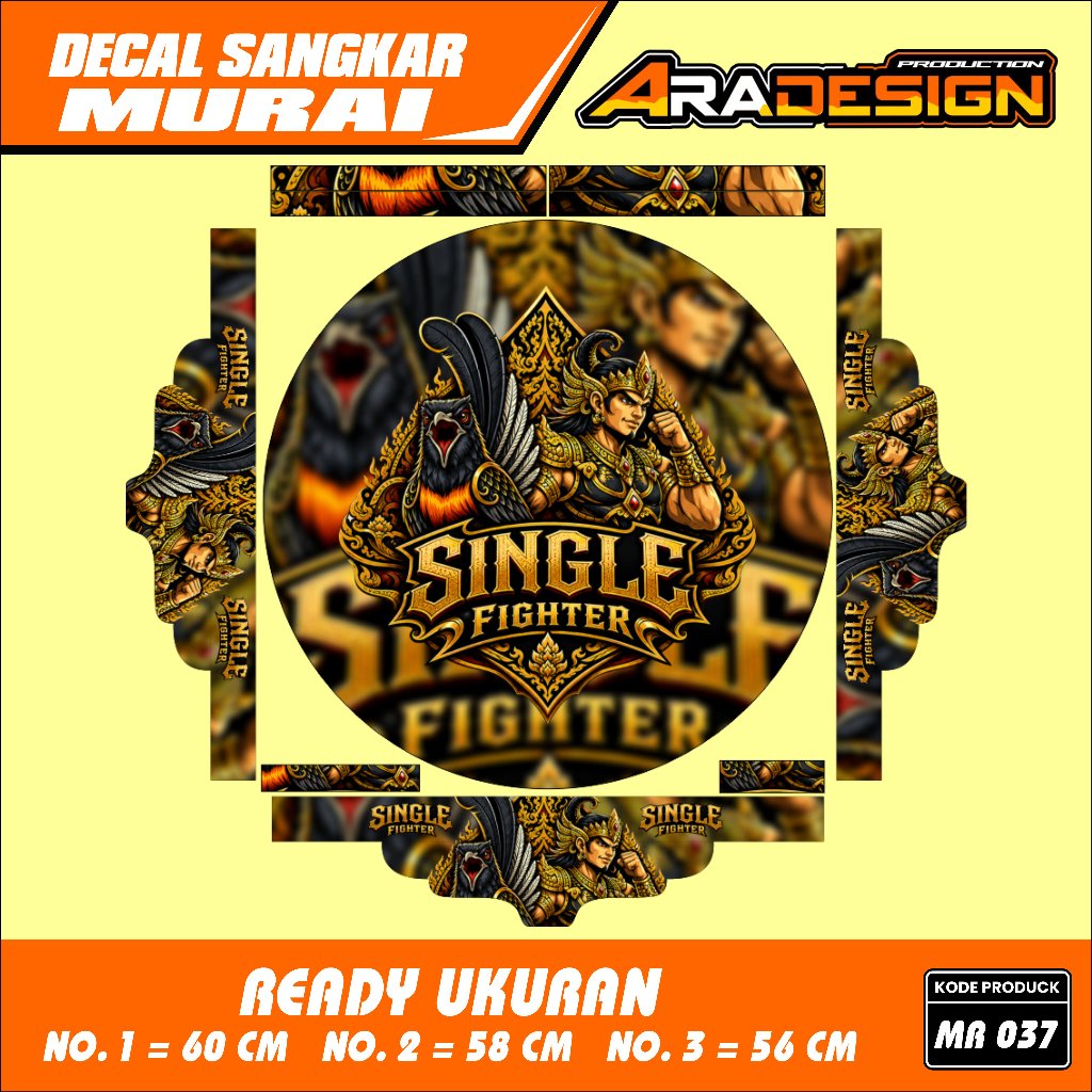 ARADESIGN Single Fighter MR 037 สติ๊กเกอร์รูปลอกกรง Murai Ready Size No. 1 60cm No. 2 58cm No. 3 56c