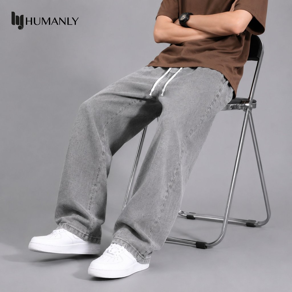 HUMANLY - Baggy Jeans Mens Baggy Jeans Mens Jeans Baggy Pants Korean Style Oversize Loose Jeans