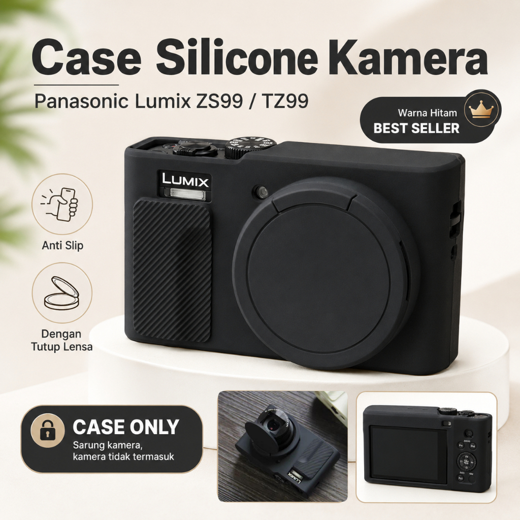เคสซิลิโคน Panasonic Lumix ZS99 / TZ99 | เคสแบบนุ่มสําหรับกล้องกันลื่นพร้อมหมวกเลนส์