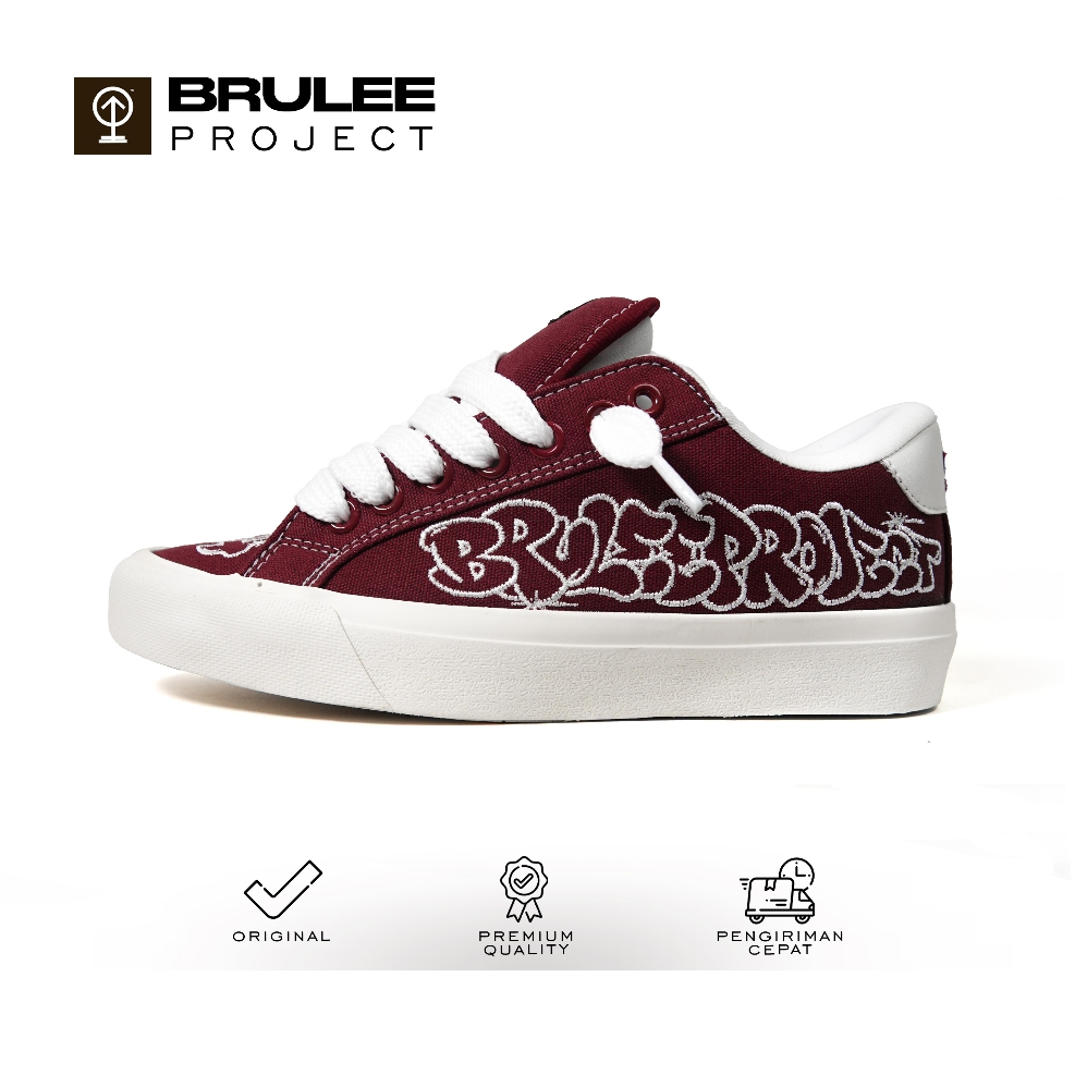 Brulee Project Footwear - 404 Not Found Reborn Canvas Series Maroon White - รองเท้าลําลองสําหรับผู้ช